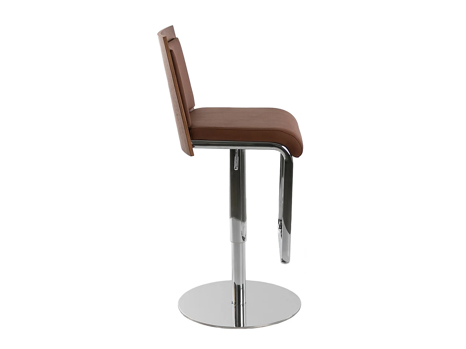 Drehhocker aus braunem Öko-Leder und Nussbaumholz 4072 ANGEL CERDA