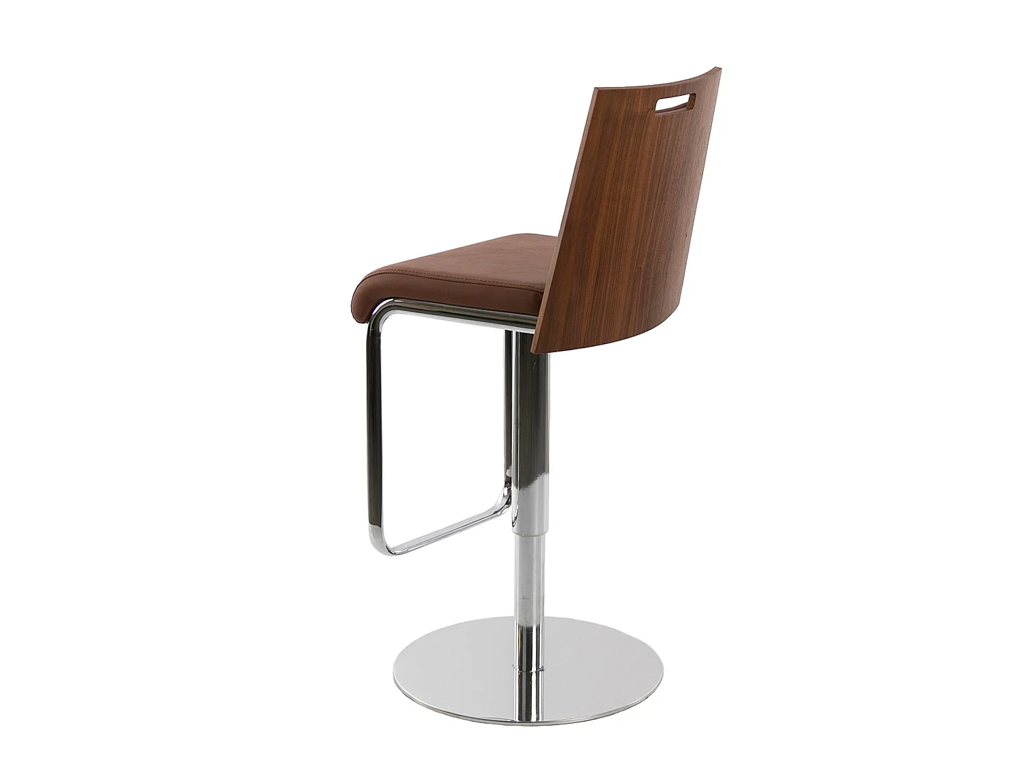 Drehhocker aus braunem Öko-Leder und Nussbaumholz 4072 ANGEL CERDA