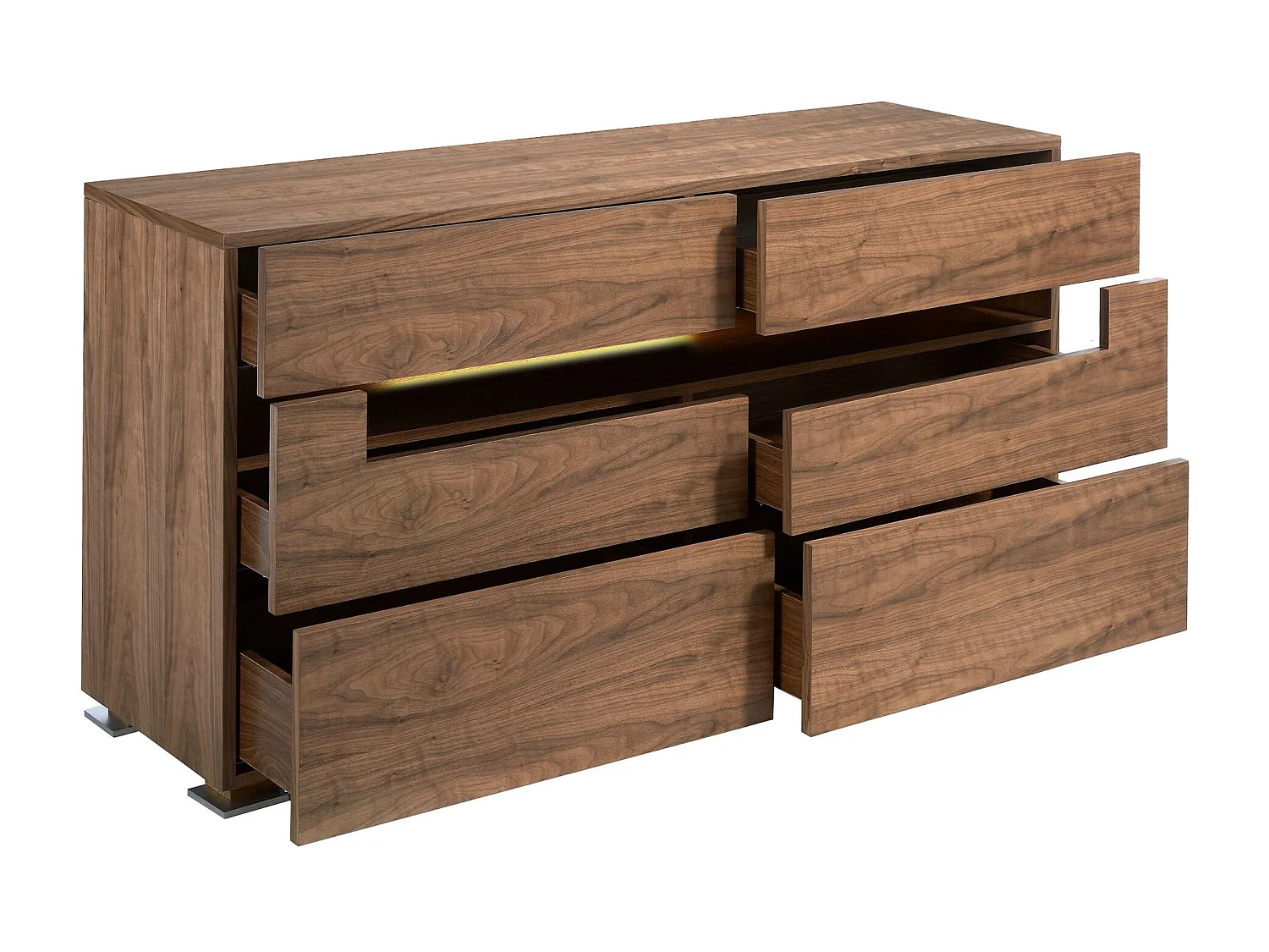 Sideboard Nussbaum und polierter Stahl mit Innenbeleuchtung 7076 ANGEL CERDA