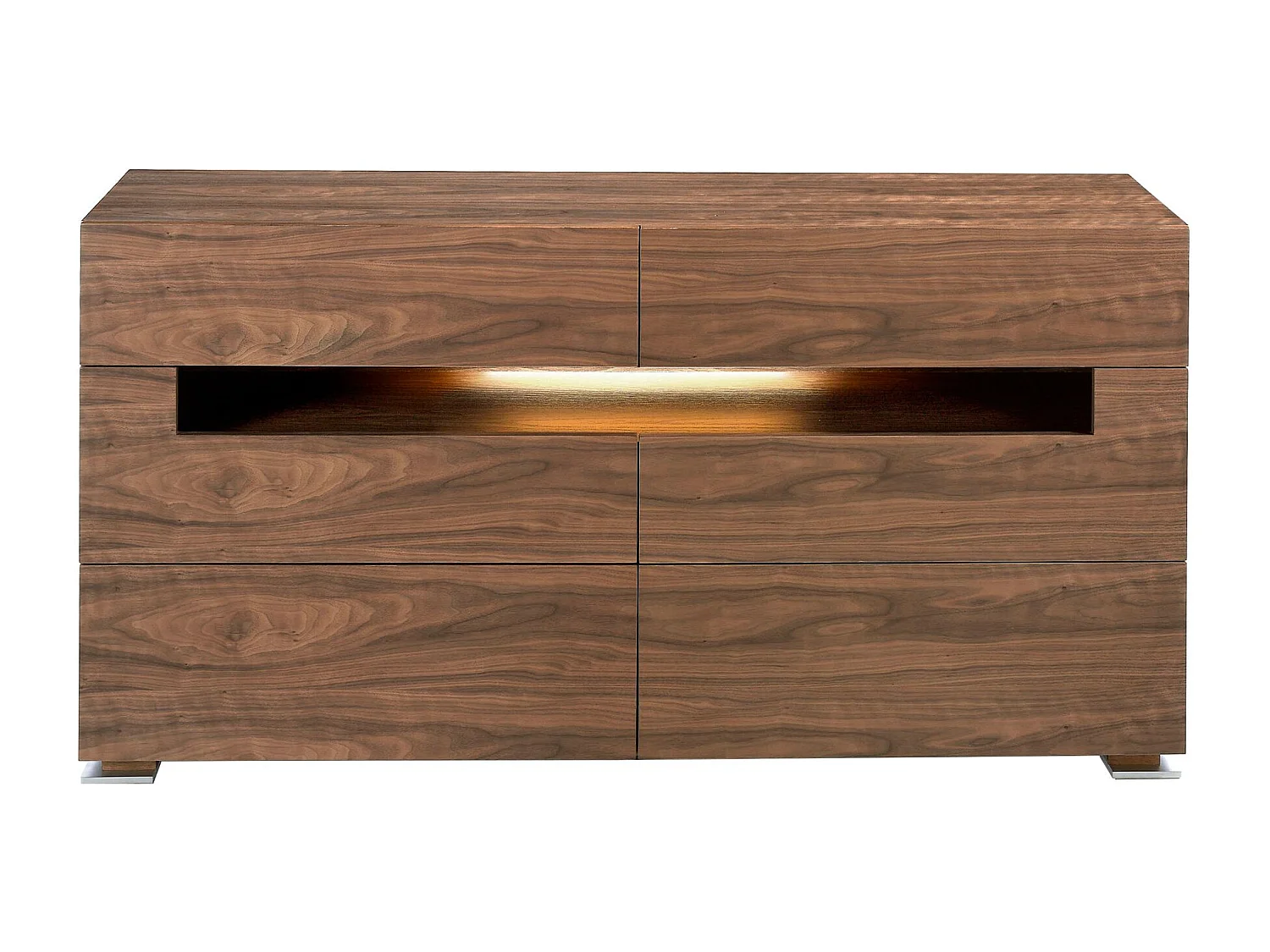 Buffet noyer et acier poli avec éclairage intérieur 7076 ANGEL CERDA