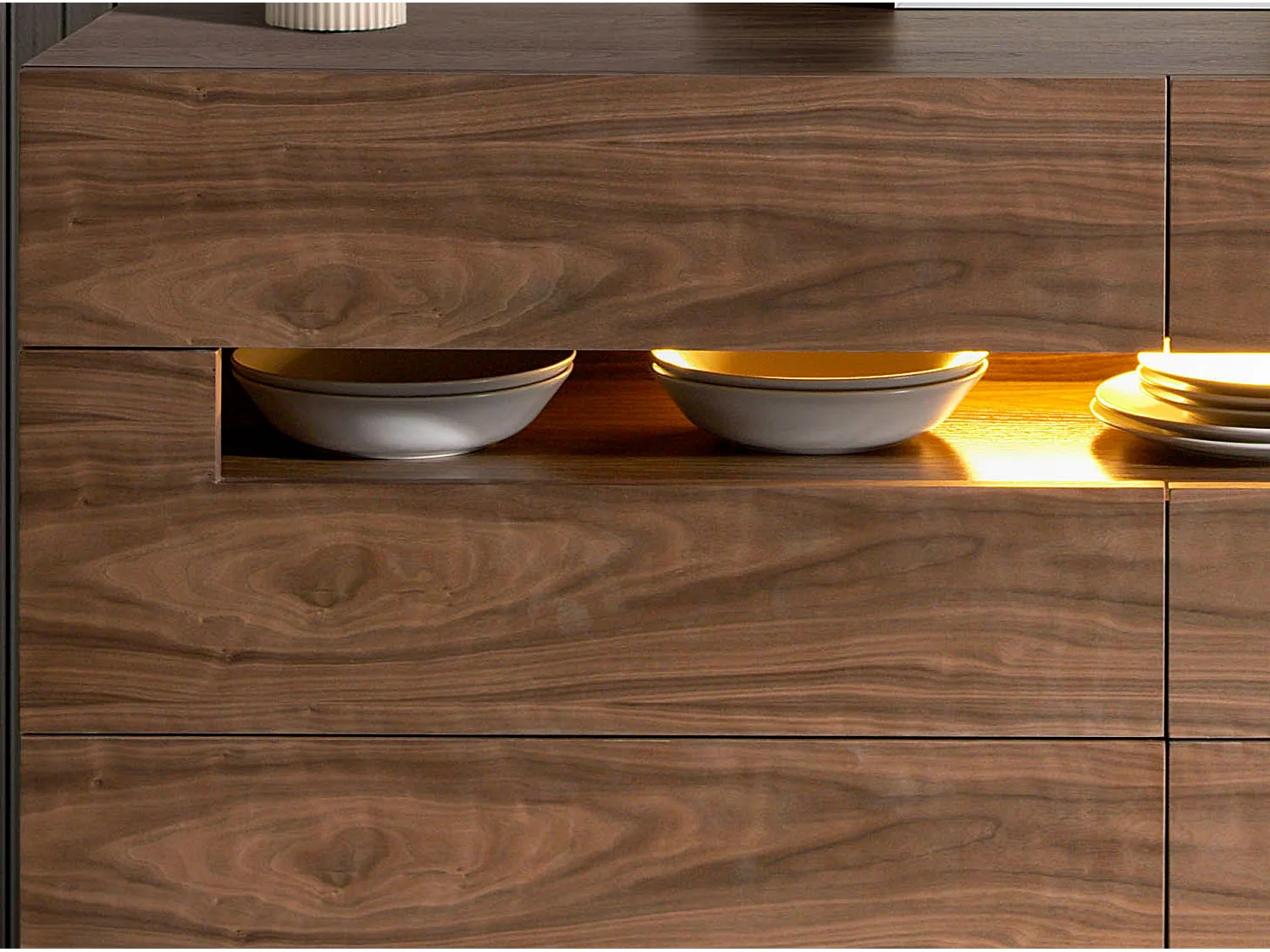 Buffet noyer et acier poli avec éclairage intérieur 7076 ANGEL CERDA