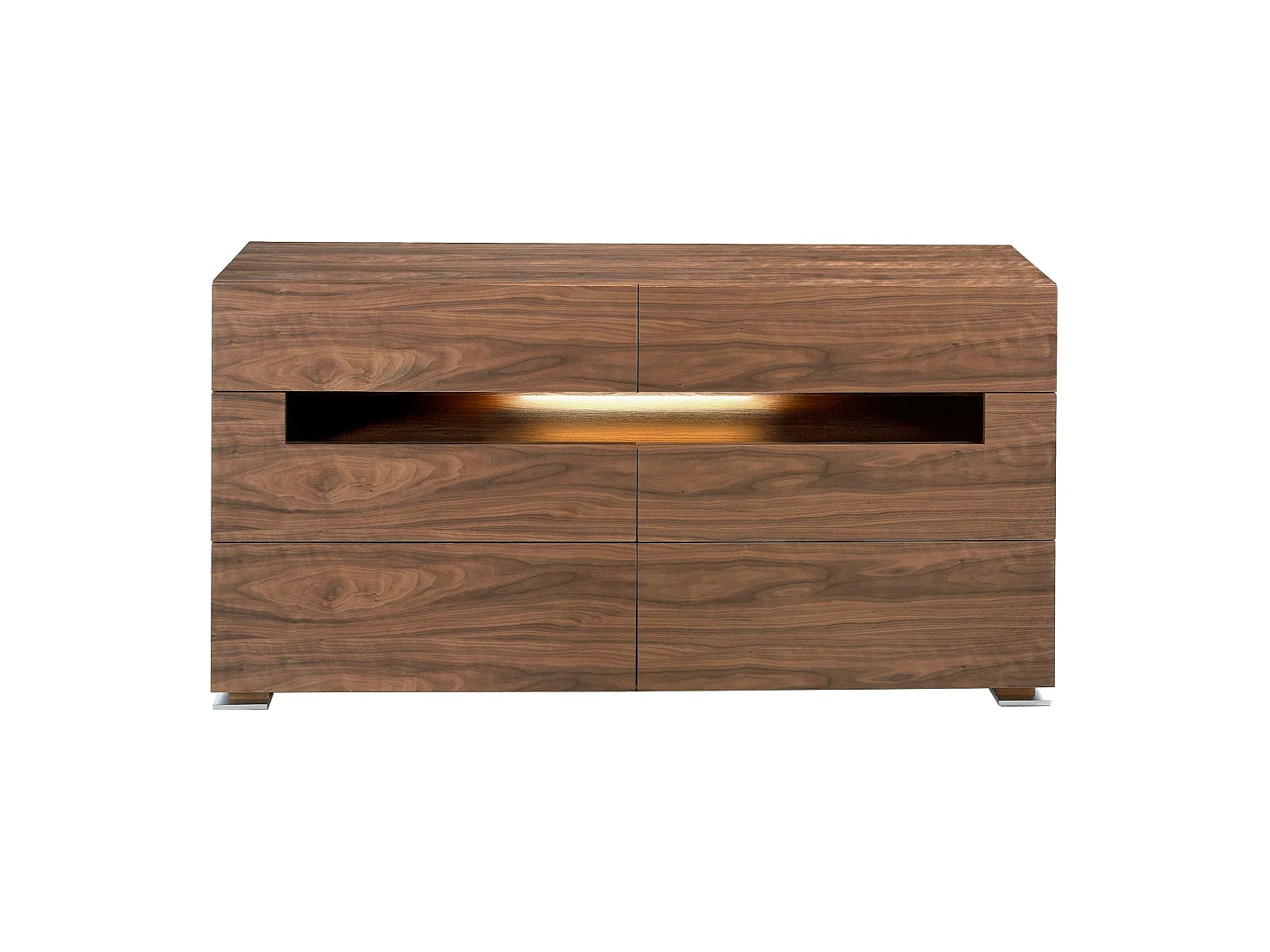 Sideboard Nussbaum und polierter Stahl mit Innenbeleuchtung 7076 ANGEL CERDA