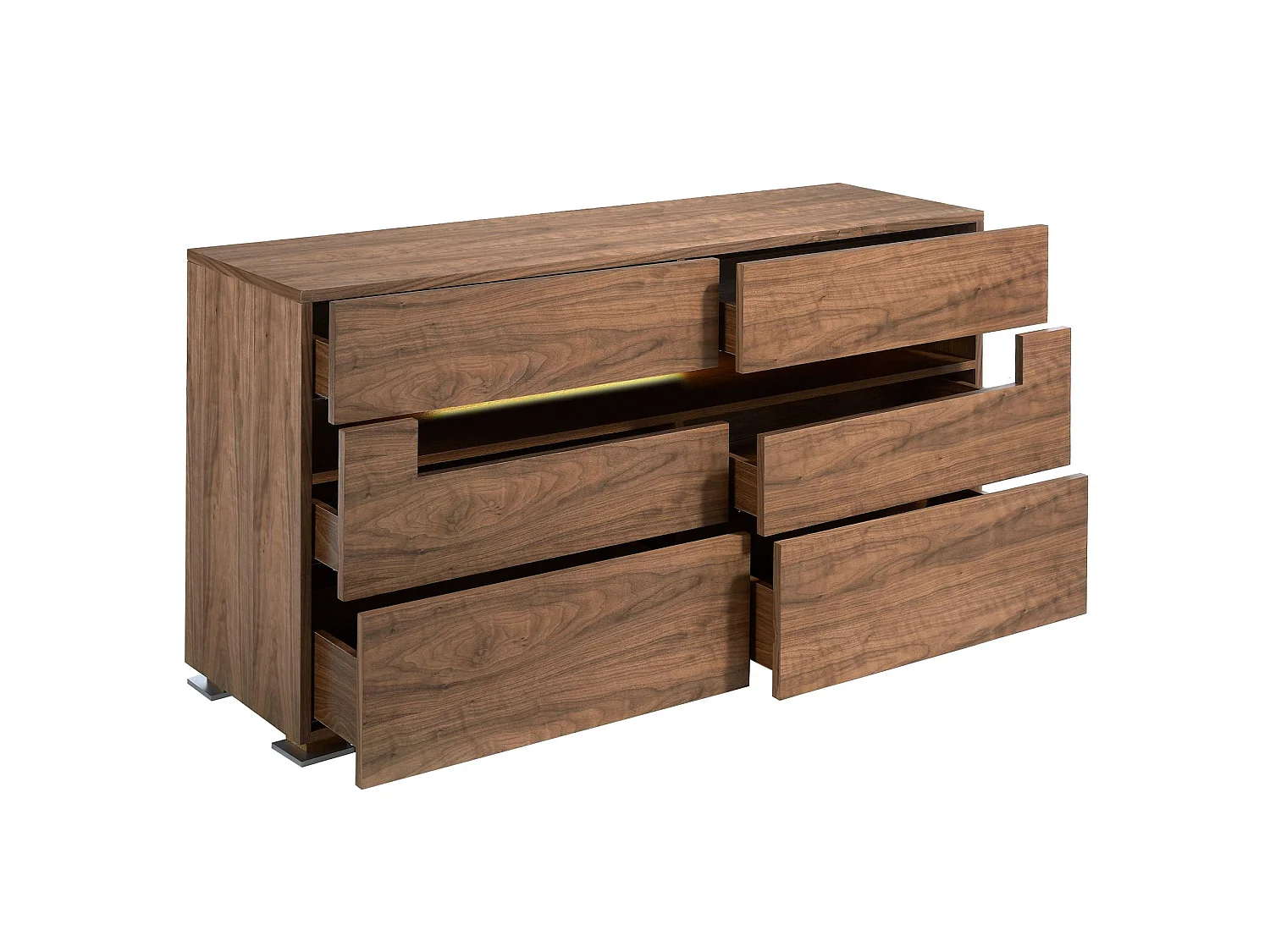 Sideboard Nussbaum und polierter Stahl mit Innenbeleuchtung 7076 ANGEL CERDA