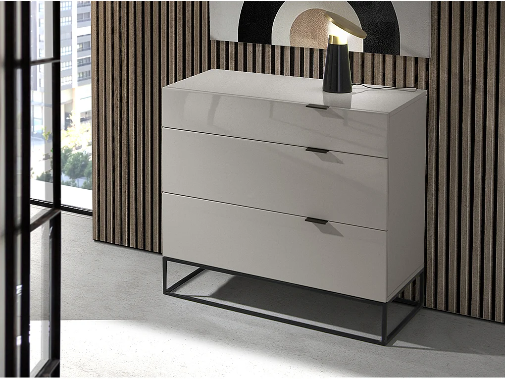 Kommode graues Holz und schwarzer Stahl 7020 ANGEL CERDA