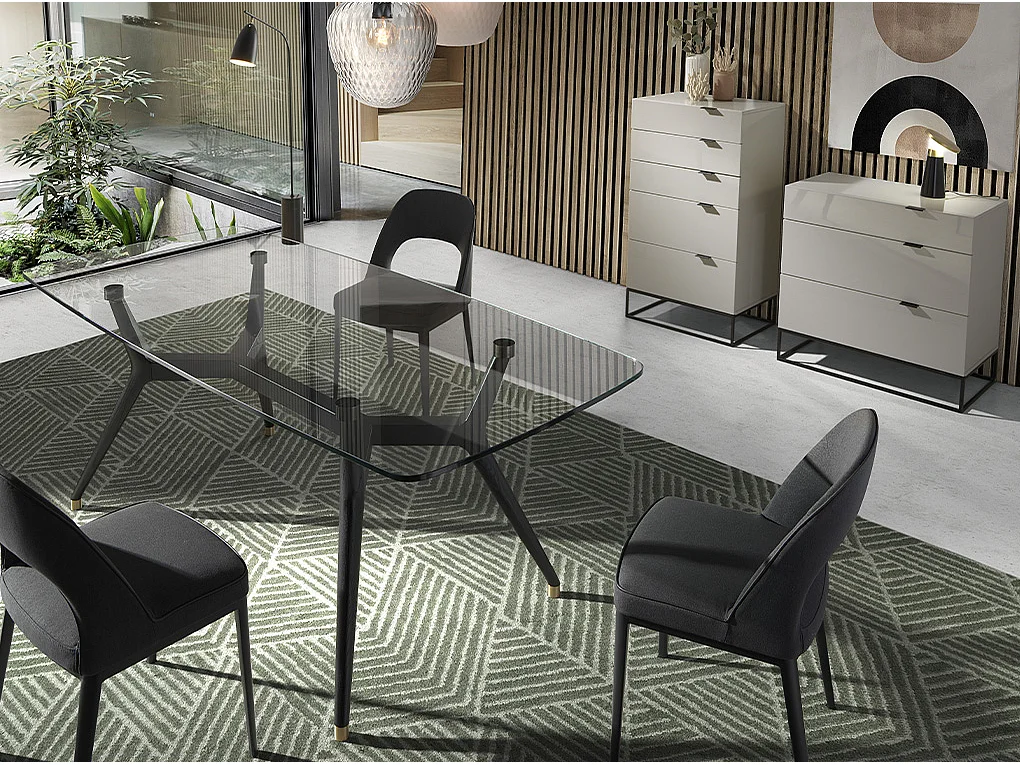 Kommode graues Holz und schwarzer Stahl 7020 ANGEL CERDA