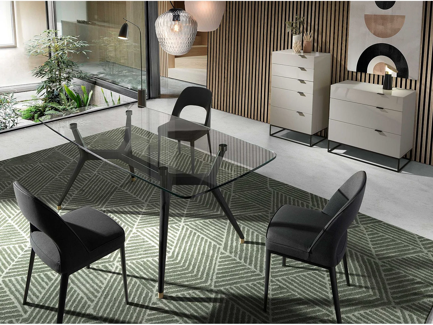 Coffre en bois gris perle et acier noir 7020 ANGEL CERDA