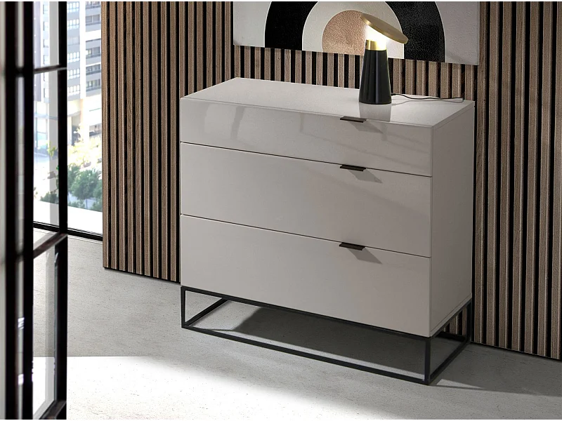 Cómoda em madeira cinzenta e aço preto 7020 ANGEL CERDA