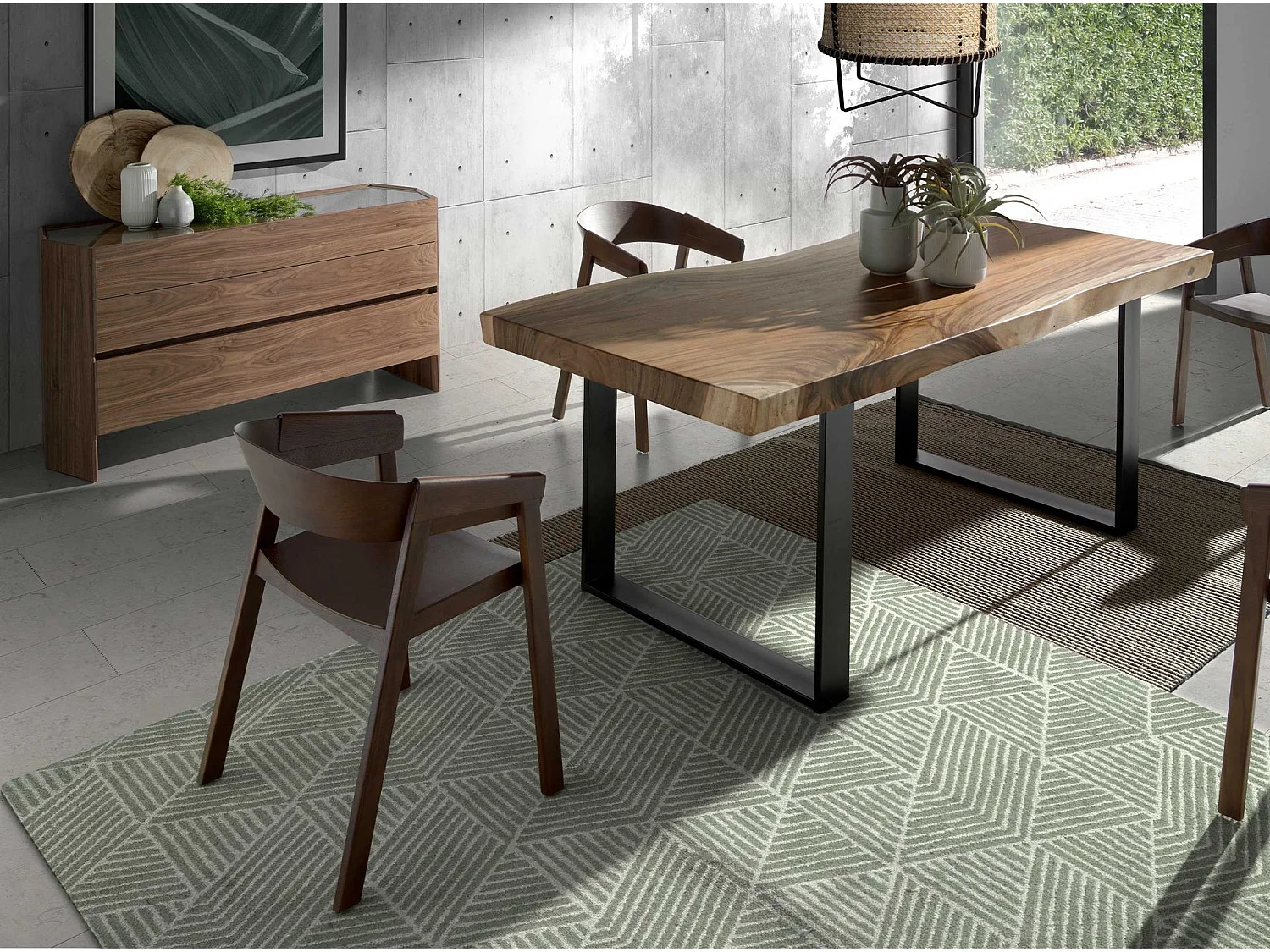 Cómoda em nogueira com tampo em vidro temperado 7073 ANGEL CERDA