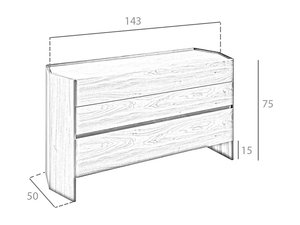Commode en noyer avec plateau en verre trempé 7073 ANGEL CERDA