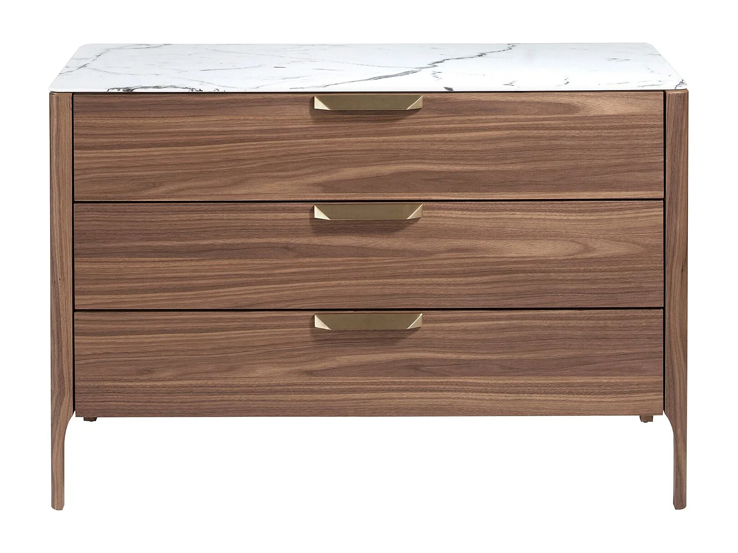 Commode en noyer avec plateau en verre effet marbre 7044 ANGEL CERDA