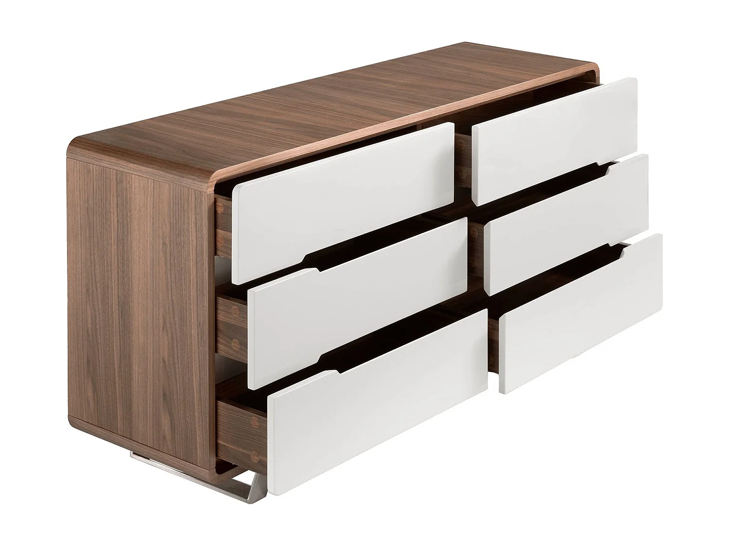 Ladekast wit hout, walnoot en verchroomd staal 7106 ANGEL CERDA