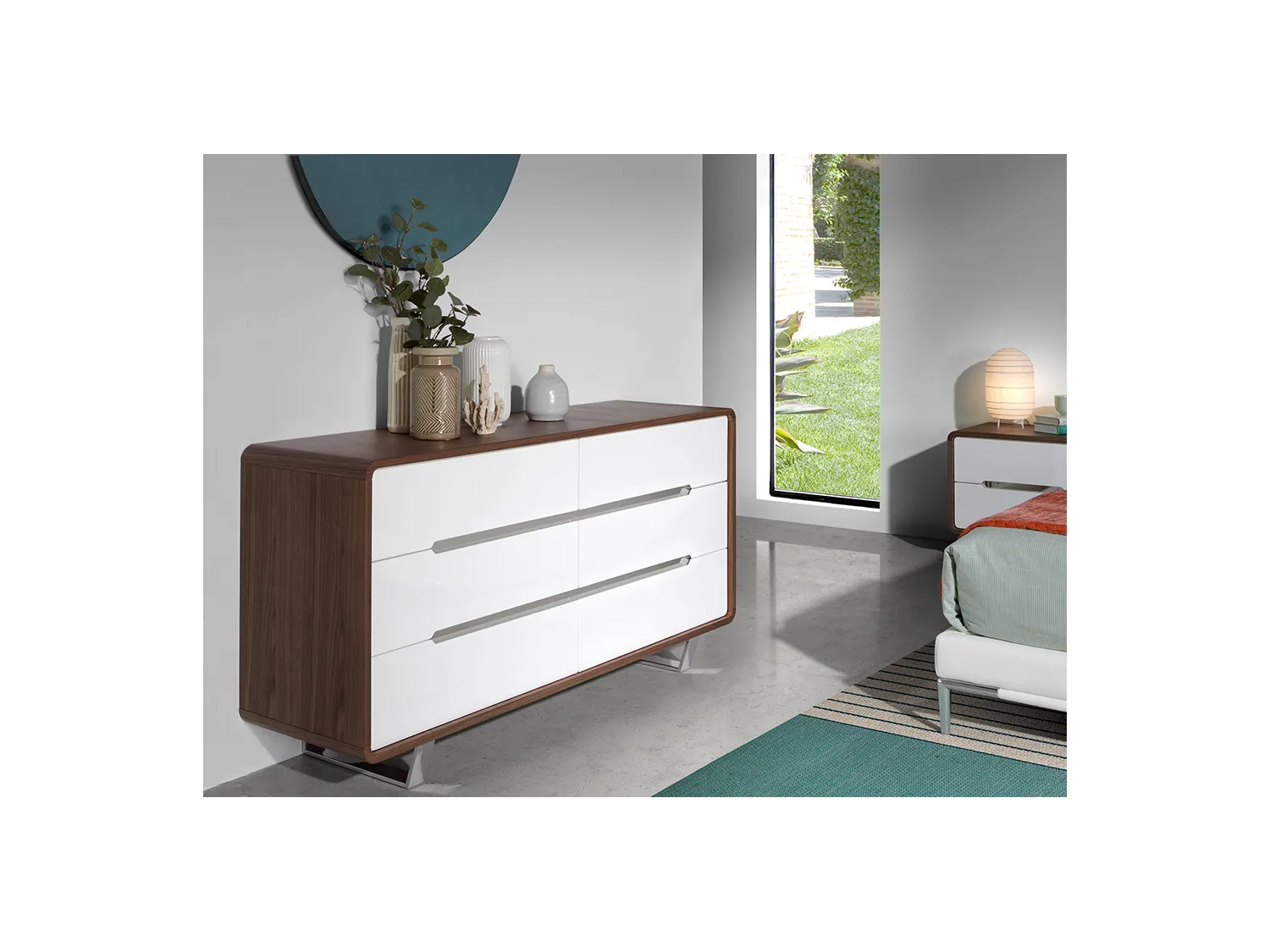 Commode en noyer et acier chromé 7106 ANGEL CERDA