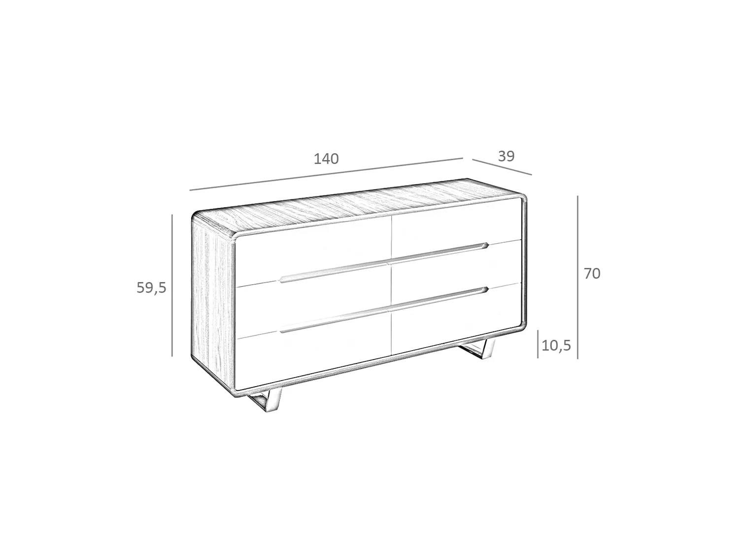 Commode en noyer et acier chromé 7106 ANGEL CERDA