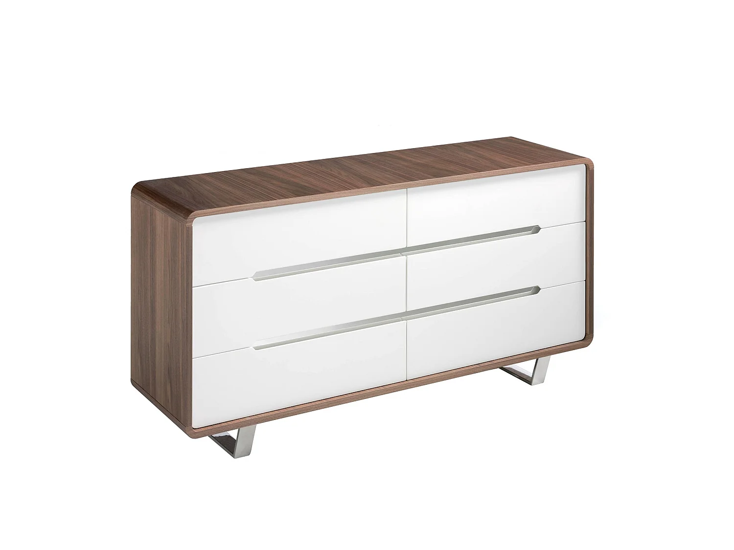 Commode en bois blanc, noyer et acier chromé 7106 ANGEL CERDA