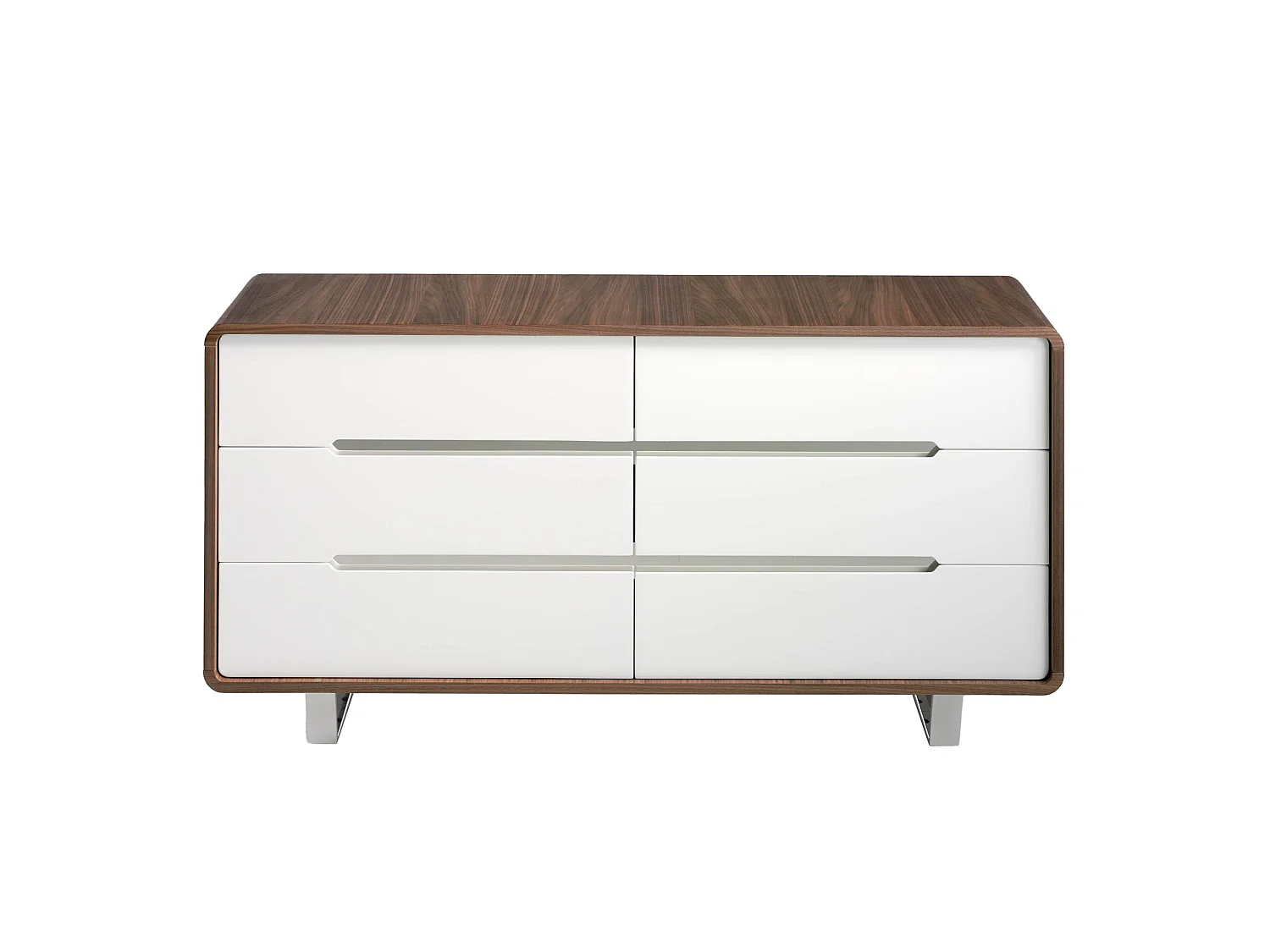 Commode en bois blanc, noyer et acier chromé 7106 ANGEL CERDA