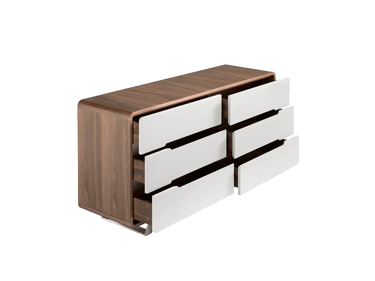 Commode en bois blanc, noyer et acier chromé 7106 ANGEL CERDA