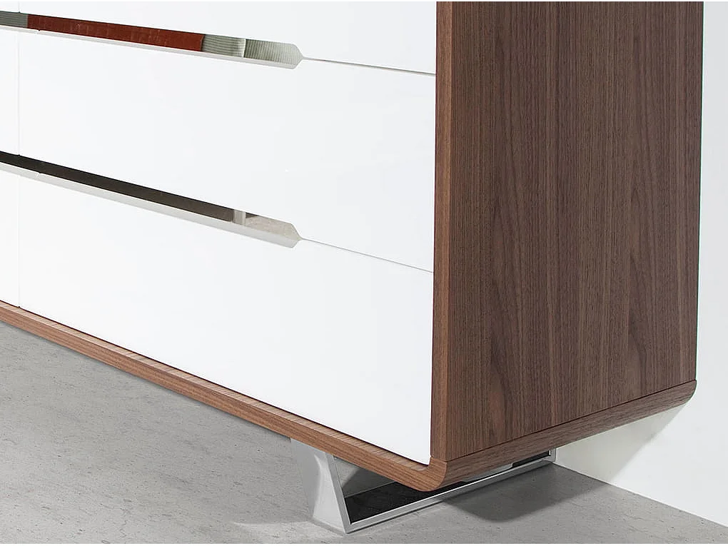 Commode en bois blanc, noyer et acier chromé 7106 ANGEL CERDA