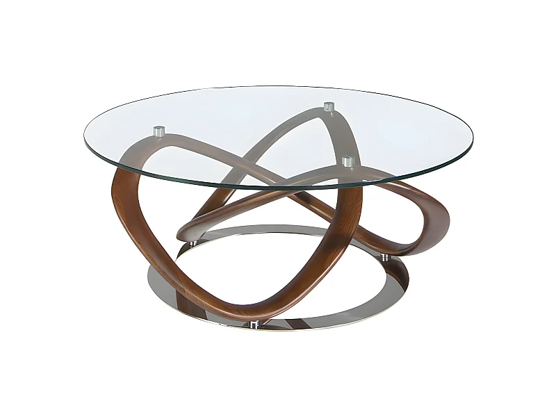 Mesa de café redonda com tampo em vidro temperado  2064