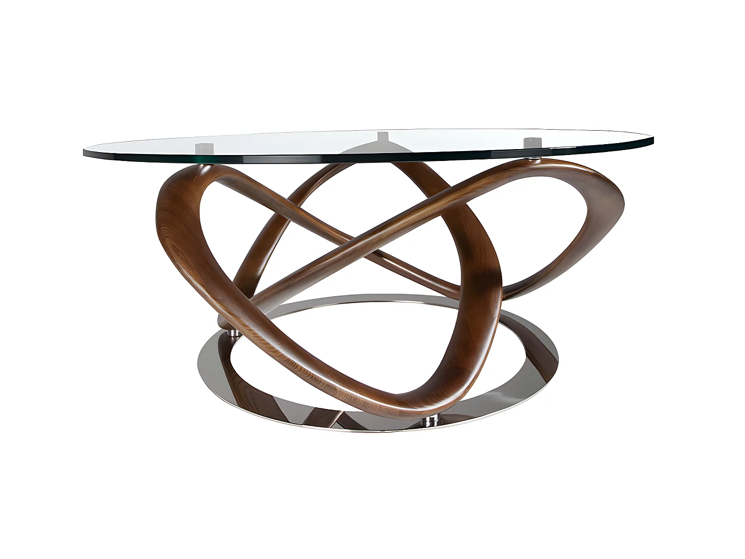 Mesa de café redonda com tampo em vidro temperado  2064