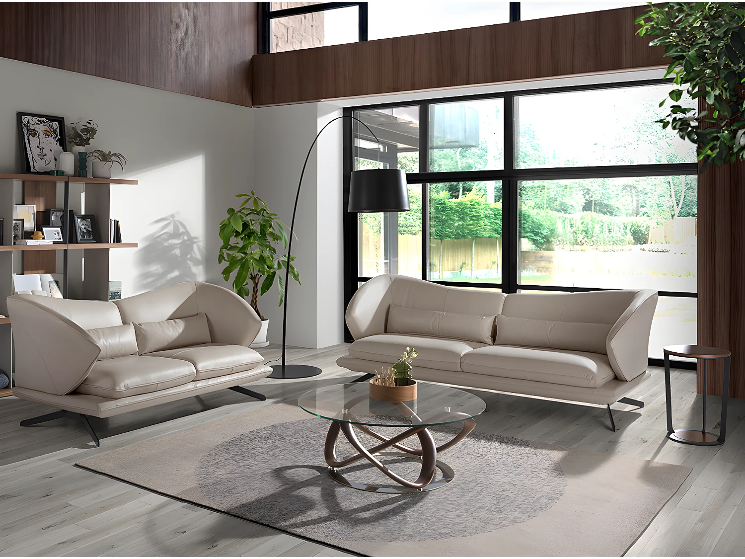 Mesa de café redonda com tampo em vidro temperado  2064