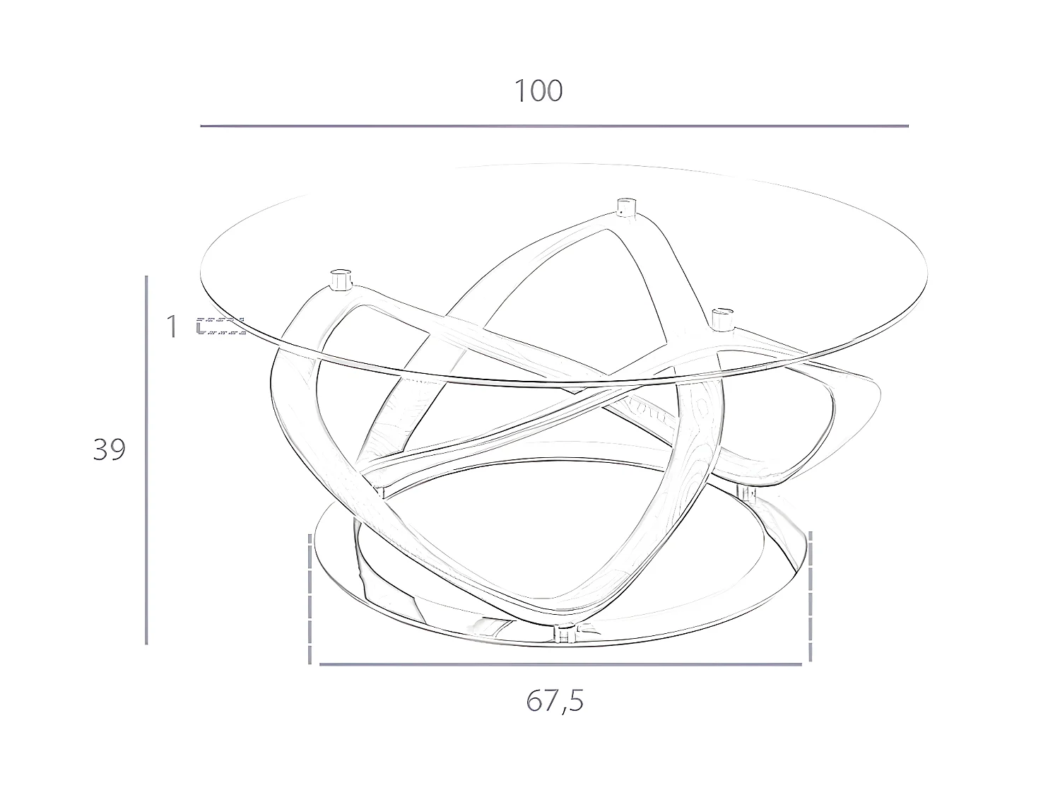 Mesa de café redonda com tampo em vidro temperado  2064