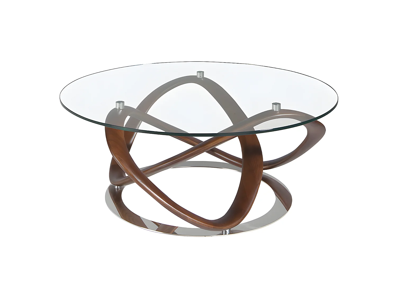 Mesa de café redonda com tampo em vidro temperado  2064