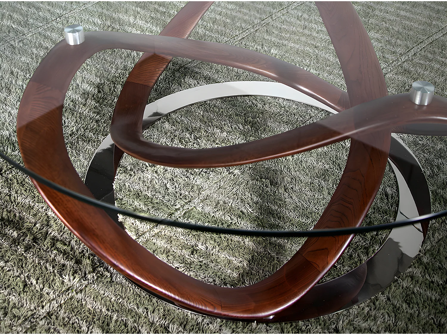 Mesa de café redonda com tampo em vidro temperado  2064