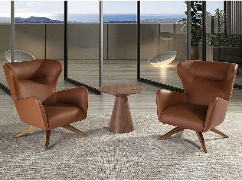 Okrągły stół narożny z orzecha włoskiego 2043 ANGEL CERDA