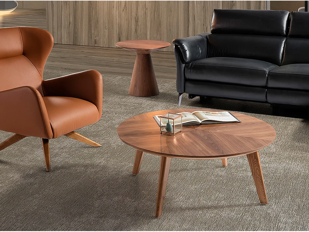 Runder Couchtisch aus Nussbaumholz  2043 ANGEL CERDA