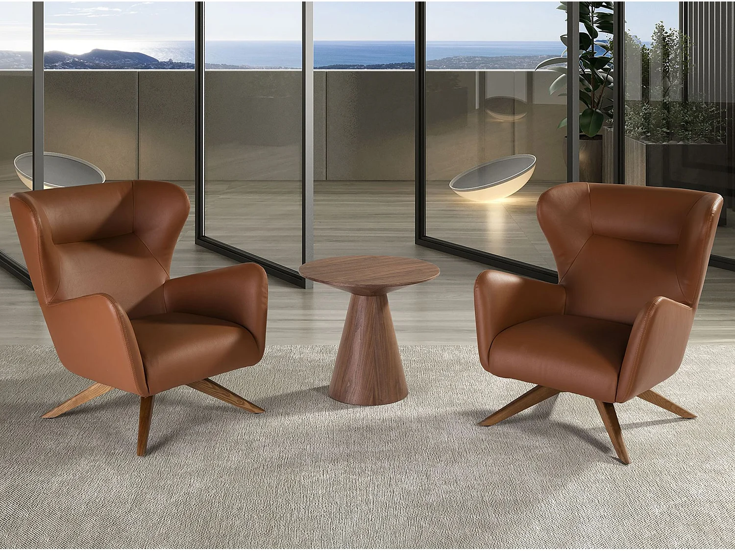 Table d'angle ronde en noyer 2043 ANGEL CERDA