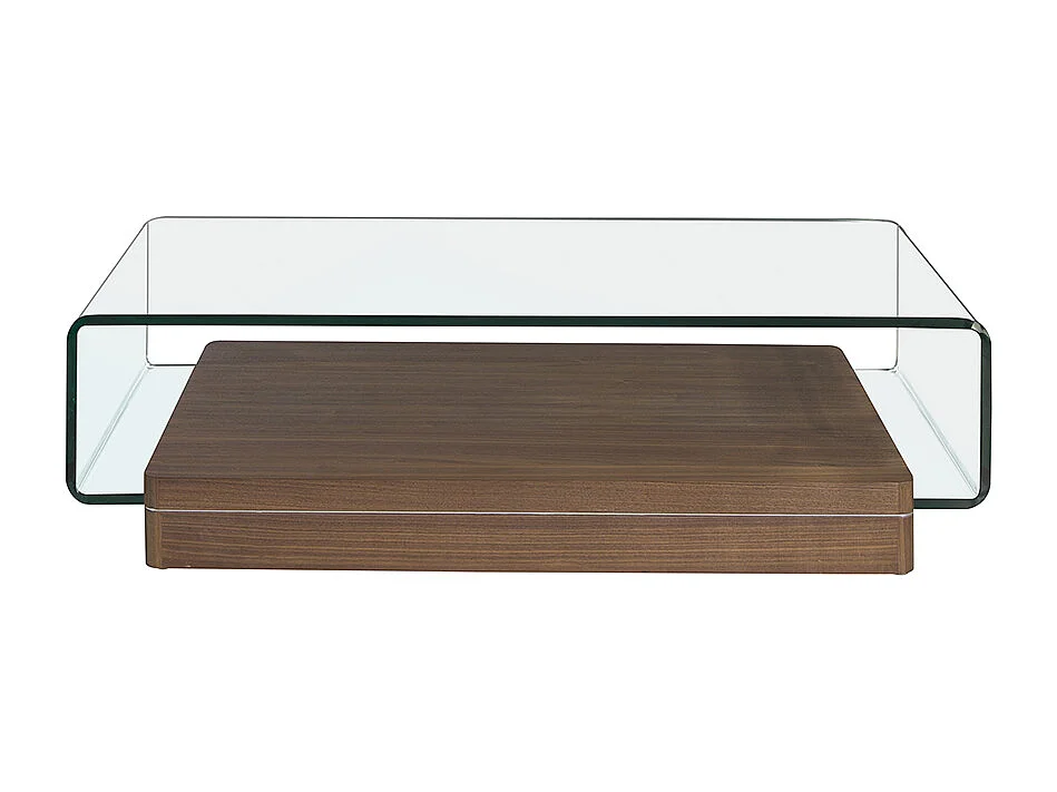 Rechthoekige salontafel van gehard glas en walnoot 2004 ANGEL CERDA