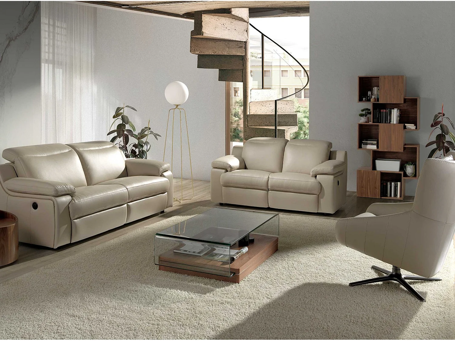 Mesa de centro retangular em vidro temperado e nogueira 2004 ANGEL CERDA