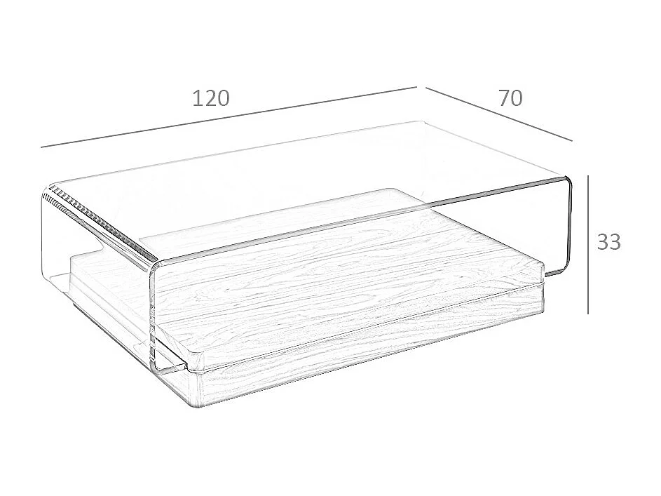 Mesa de centro retangular em vidro temperado e nogueira 2004 ANGEL CERDA
