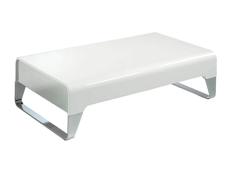 Table basse en bois blanc et acier chromé