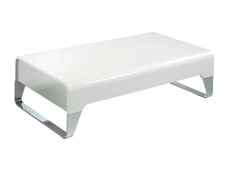 Table basse en bois blanc et acier chromé