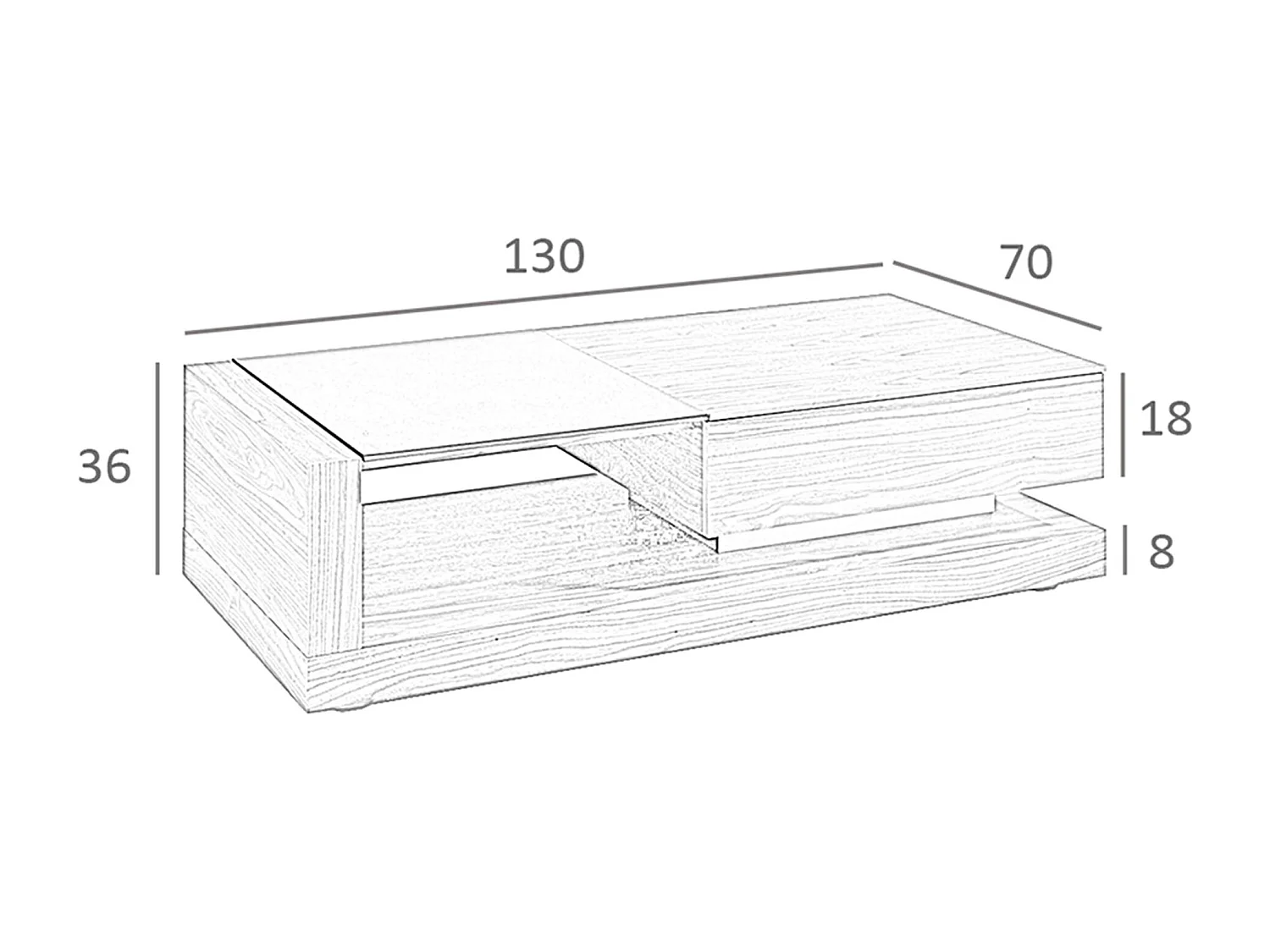 Table basse rectangulaire Table basse rectangulaire Verre noir et noyer 2061 ANGEL CERDA