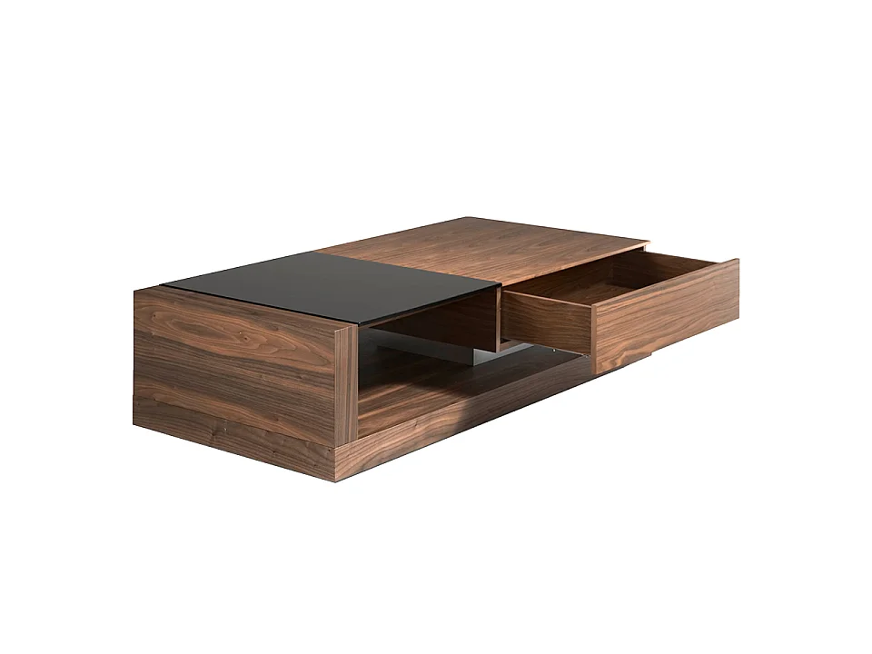 Table basse rectangulaire Table basse rectangulaire Verre noir et noyer 2061 ANGEL CERDA