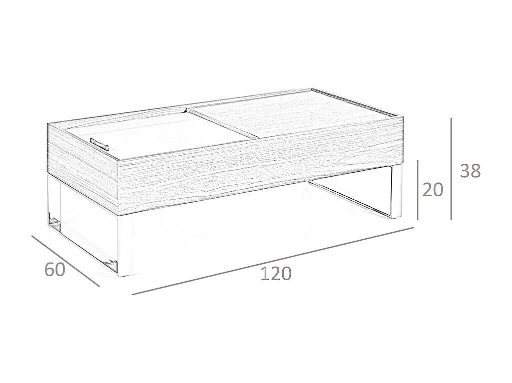 Table basse en bois et acier chromé 2048 ANGEL CERDA