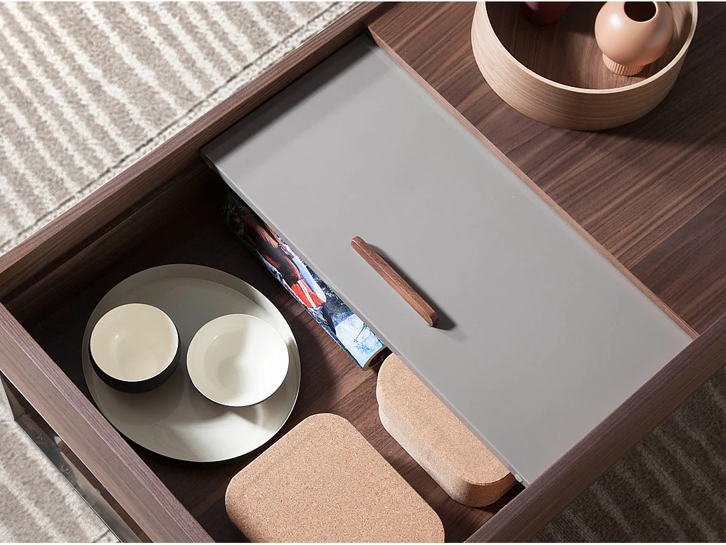 Table basse en bois et acier chromé 2048 ANGEL CERDA