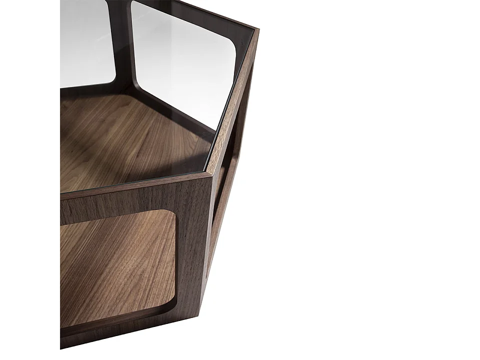Table basse de noyer et verre 2023 ANGEL CERDA
