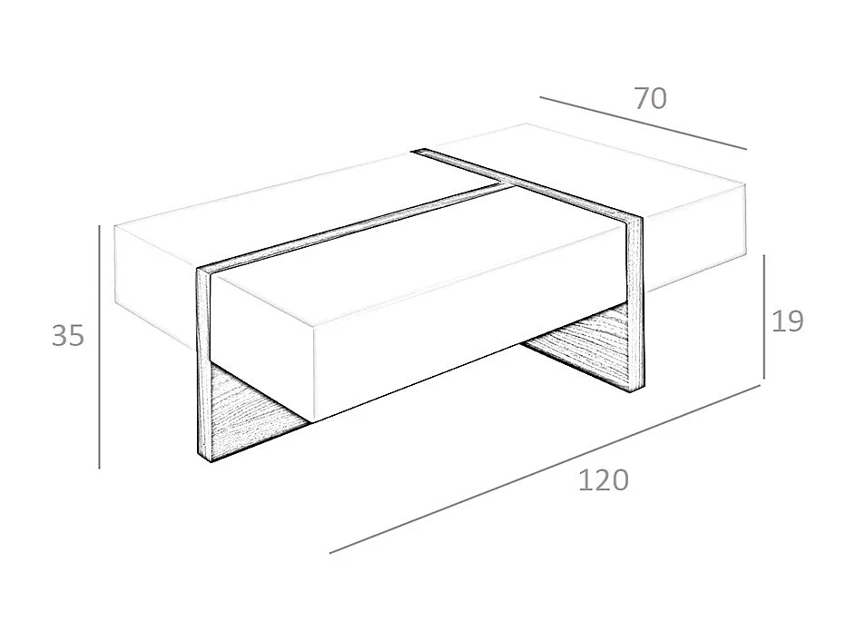 Table basse rectangulaire en bois blanc et noyer 2060 ANGEL CERDA