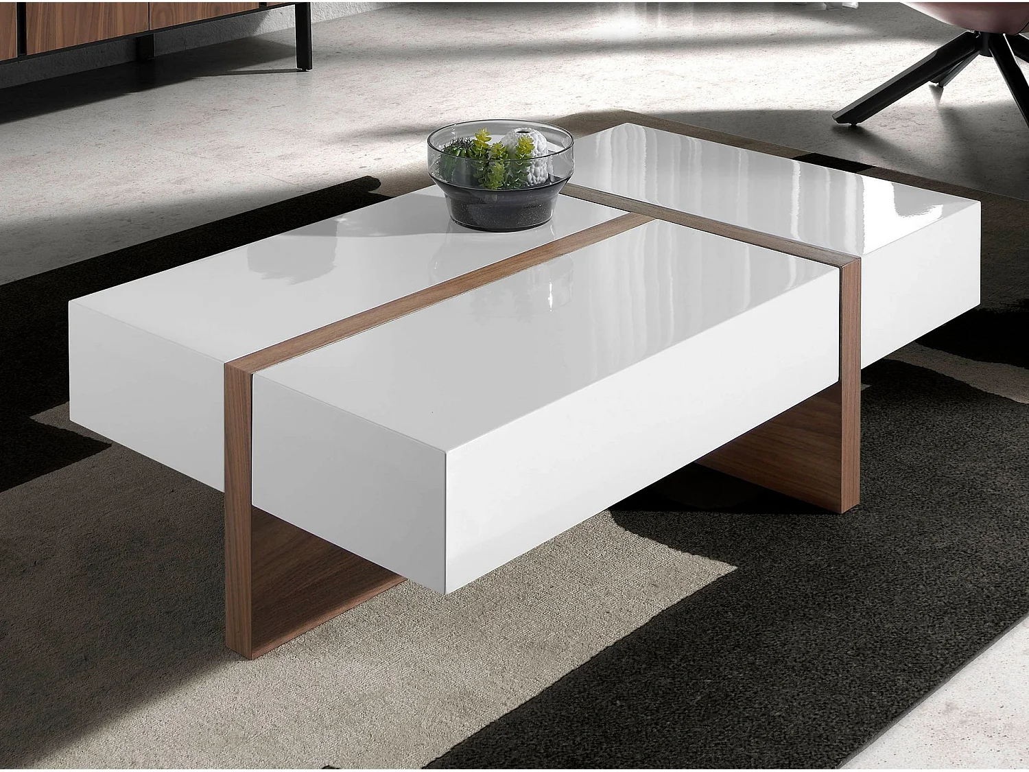 Table basse rectangulaire en bois blanc et noyer 2060 ANGEL CERDA