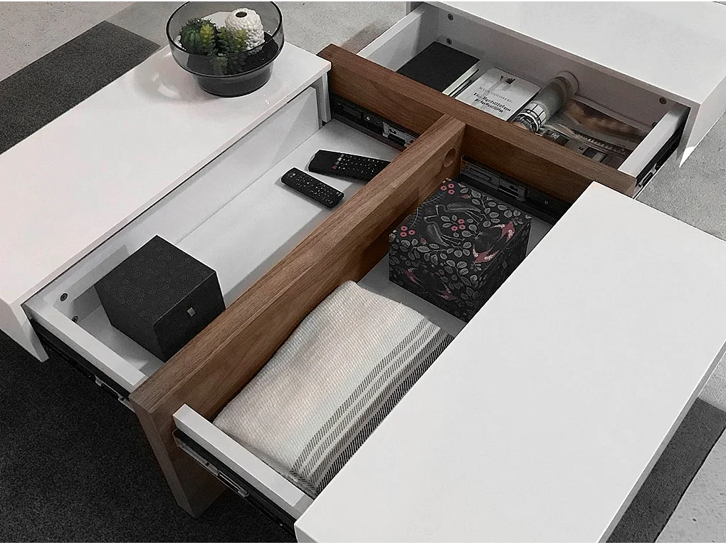 Table basse rectangulaire en bois blanc et noyer 2060 ANGEL CERDA
