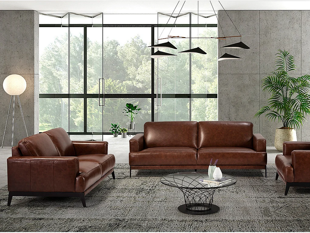 Table basse ronde en verre trempé et acier noir