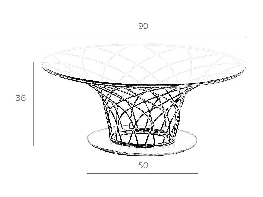 Ronde salontafel met gehard glas en zwart stalen blad Pilya