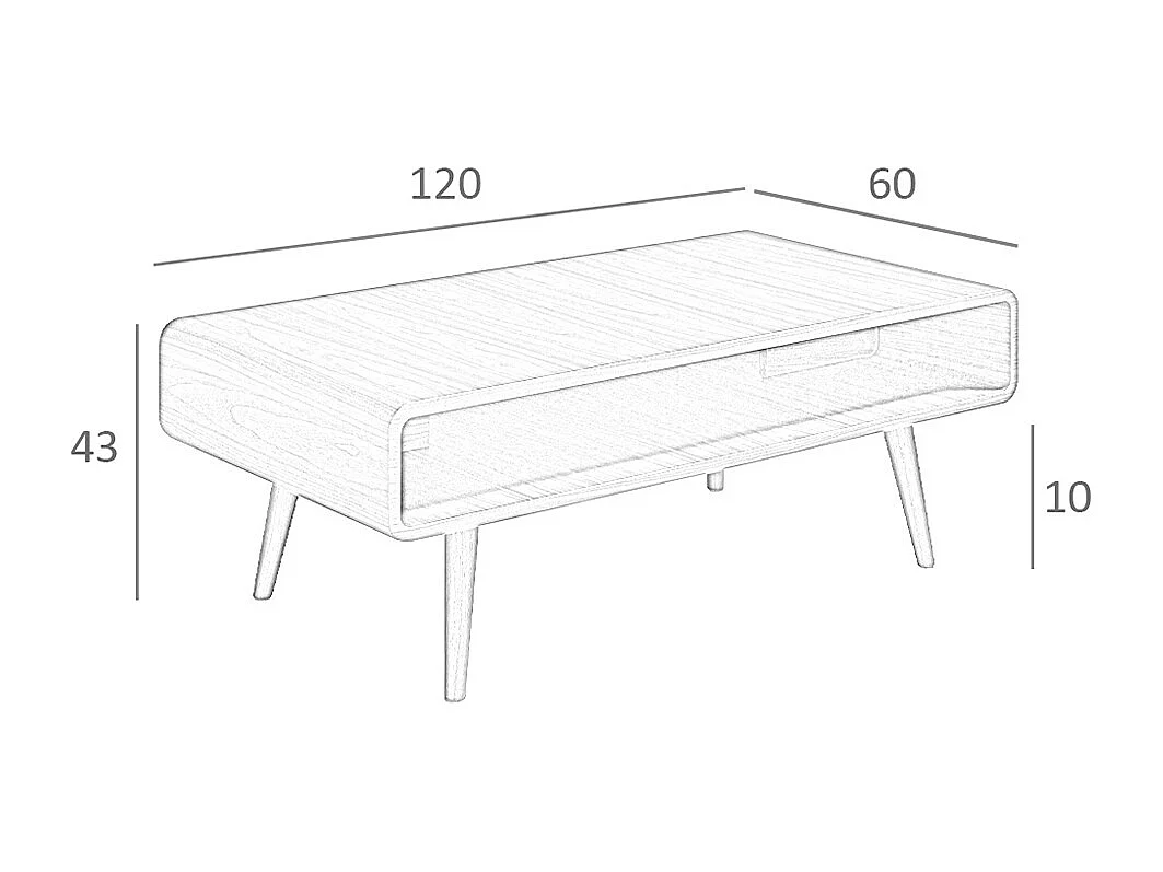 Table basse rectangulaire en noyer 2021 ANGEL CERDA