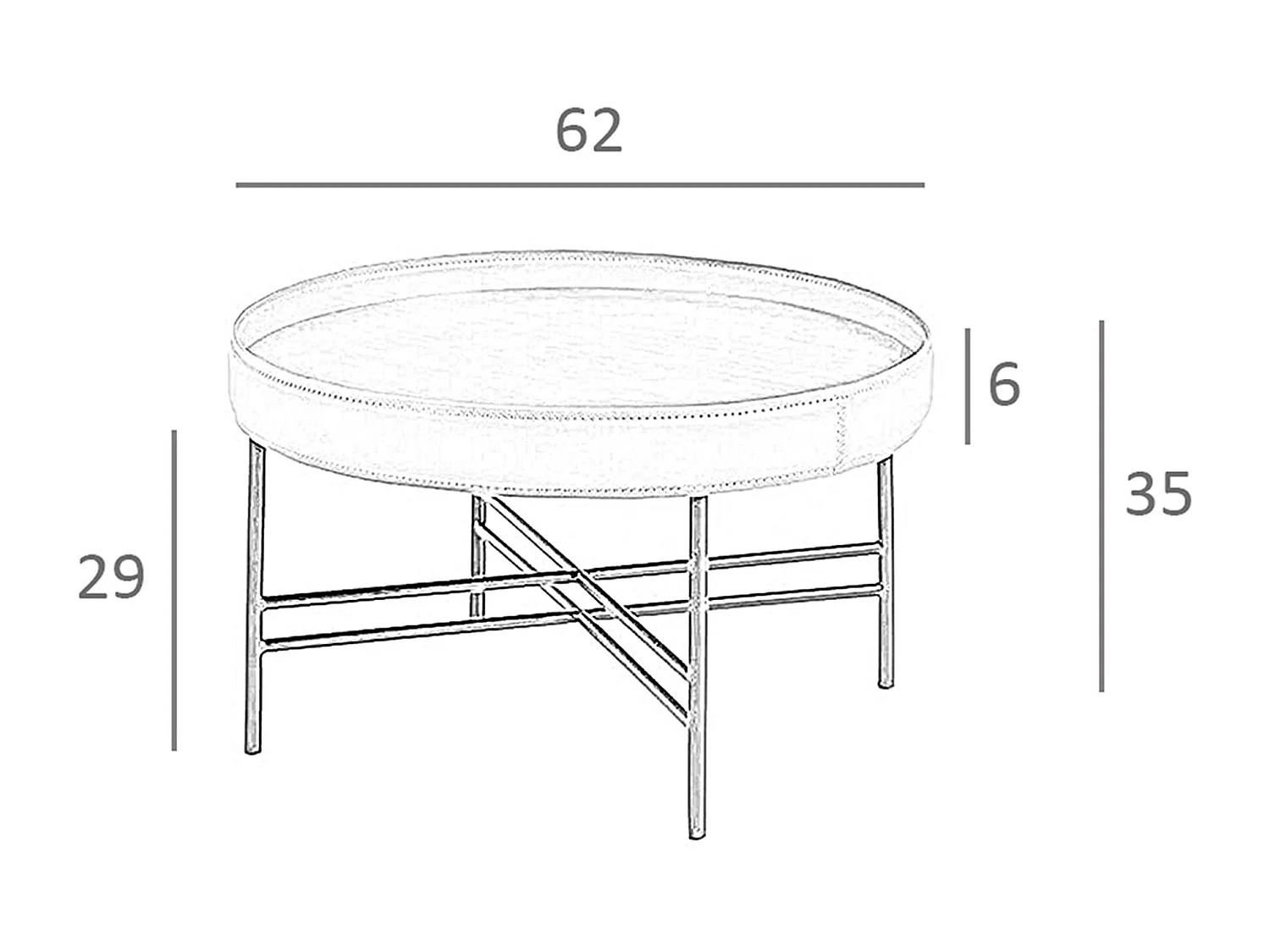 Table basse ronde en simili cuir, noyer et acier noir 2058 ANGEL CERDA