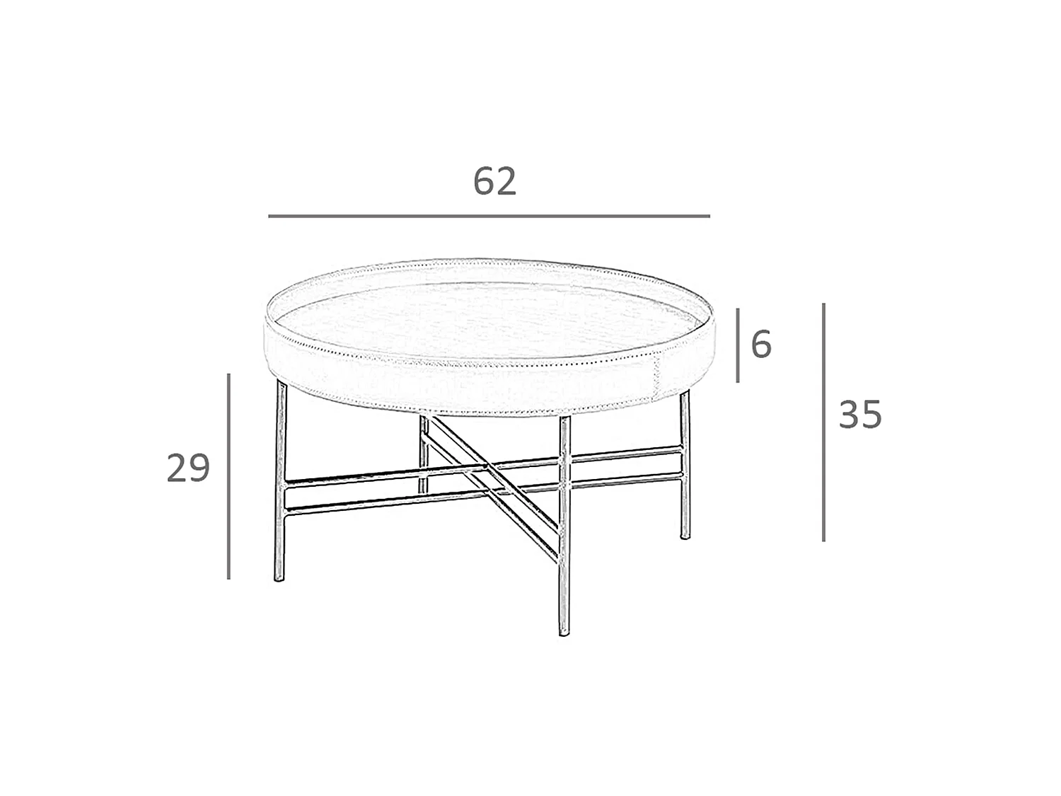 Table basse ronde en simili cuir, noyer et acier noir 2058 ANGEL CERDA