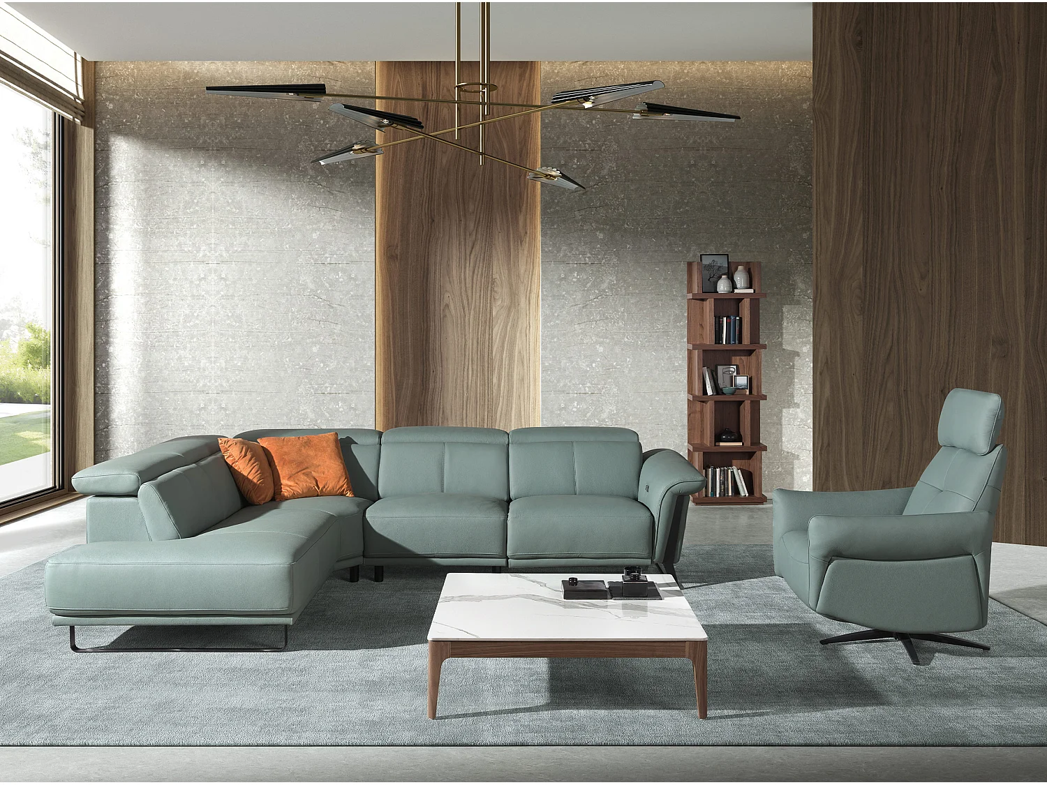 Table basse en verre imitation marbreet 2042 ANGEL CERDA