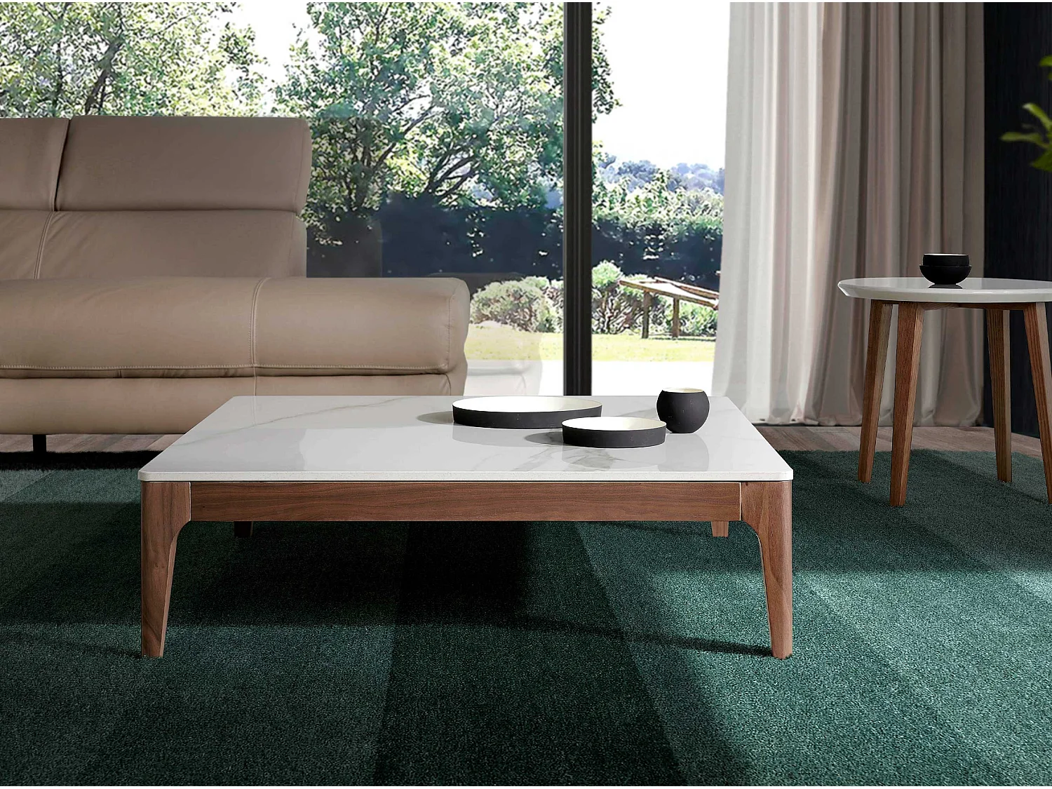 Table basse en verre imitation marbreet 2042 ANGEL CERDA